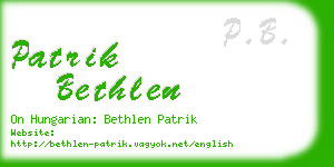 patrik bethlen business card